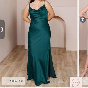Revelry Skye Satin Dress Classic Emerald NWT